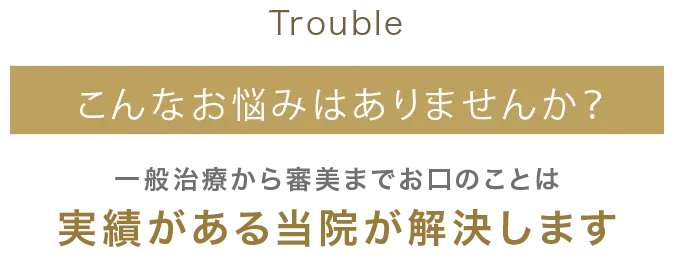こんなお悩みはありませんか一般治療から審美までお口のことは実績がある当院が解決します